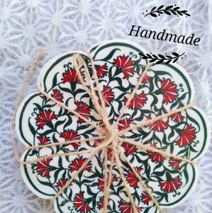 💮 Flower-Shaped Hand-Hainted Clay Coasters